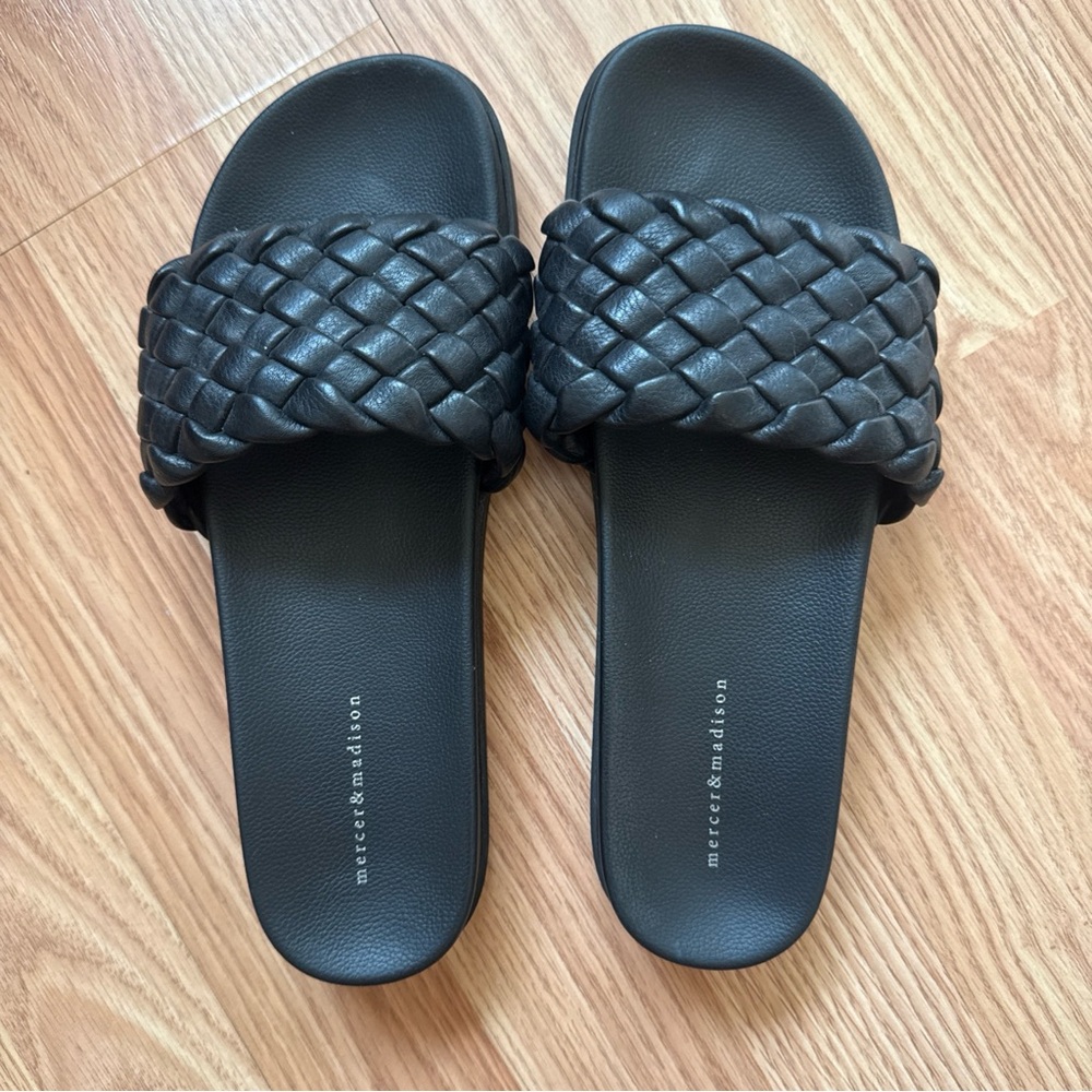 mercer & madison Black Braided Slide Sandals